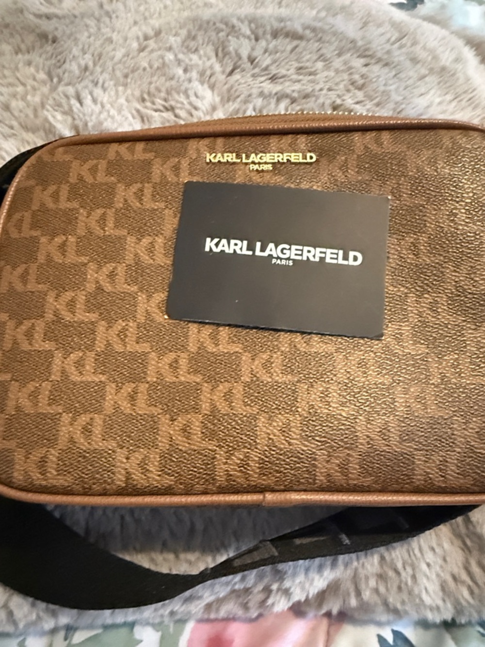 Karl Lagerfeld Brown Monogram with Gold Logo